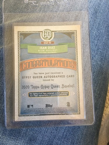 2020 Topps Gypsy Queen ISAN DIAZ Auto Miami Marlins GQA-ID Autograph RC Rookie - Picture 2 of 2