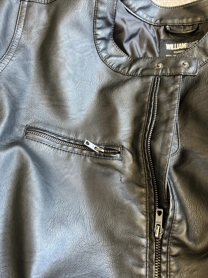 Chaqueta de moto William Rast negra imitación cuero, para mujer, 1X Justin Timberlake Foto 4 de 4