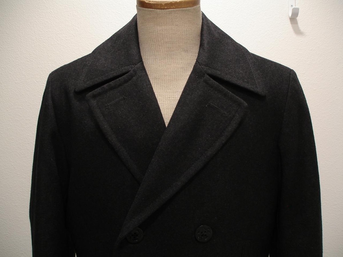Nautica Mens S Double Breasted Peacoat Charcoal Gray Anchor