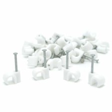50 x White Round Cable Clip / Clips 7mm Satellite & TV Aerial Coax 50 pack