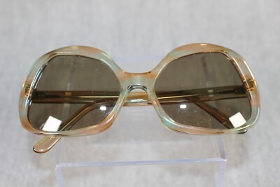 VINTAGE SUNGLASSES 1970s Women Old School Large Translucent Frame Glasses & Case