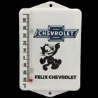 Vintage Felix Chevrolet Porcelain Metal Enamel Gas Station Thermometer 7.5 x 5"