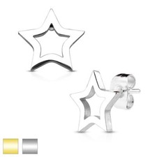 MJ-SE2423 Hollow Star 316L Stainless Steel Earring Studs Pair
