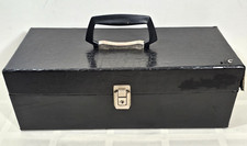 Vintage Faux Black Alligator Skin Leather 8 Track Case Holds 24 Tapes