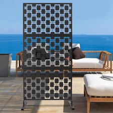 Modern Privacy Screen Fence Indoor&Outdoor Decorative Fence Panels Black 1.9m