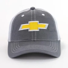Chevrolet Performance Bowtie Baseball Hat Ball Cap Gray White Mesh Embroidered 