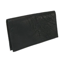 Unisex Textured Bison Leather Checkbook Cover, Black