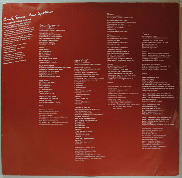 Carly Simon - Come Upstairs - Warner Bros. Records - BSK 3443 - LP