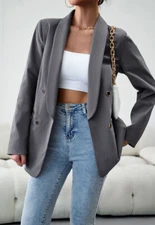 Lapel Double Breasted Blazer