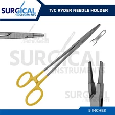 T/C RYDER Needle Holder 5" Tungsten Carbide Inserts Stainless Steel German Grade