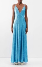 THE VAMPIRE’S WIFE Hustler Maxi Dress Gown Metallic Blue UK8 BNWT £1,995