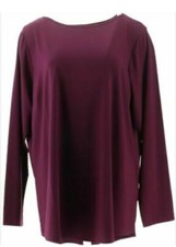 Joan Rivers Luxe Knit Long Sleeve Top w/Back Button Detail Amethyst XS A366206