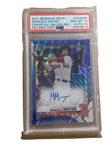 PSA 10 MARCELO MAYER AUTO 1st 2021 Bowman Chrome BLUE REFRACTOR /150 RC GEM MINT