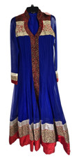 NWT blue sequined Indian Pakistani Formal Dress Size 8  M 