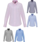Ladies Women Premier Cotton Rich Oxford Stripes Blouse Shirt