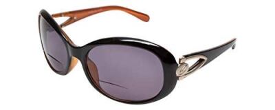 Calabria 828 Womens POLARIZED Bi-Focal Sunglasses Black Orange Gold w/Grey +1.75