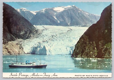 Inside Passage Alaska, Tracy Arm Fjord Glacier Cruise Ship, Vintage Postcard