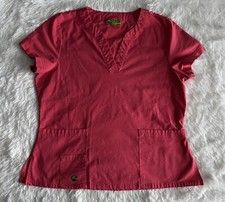 Crocs Scrub Top Women  s Large Coral Orange Shirt Stretch Medical Nursing