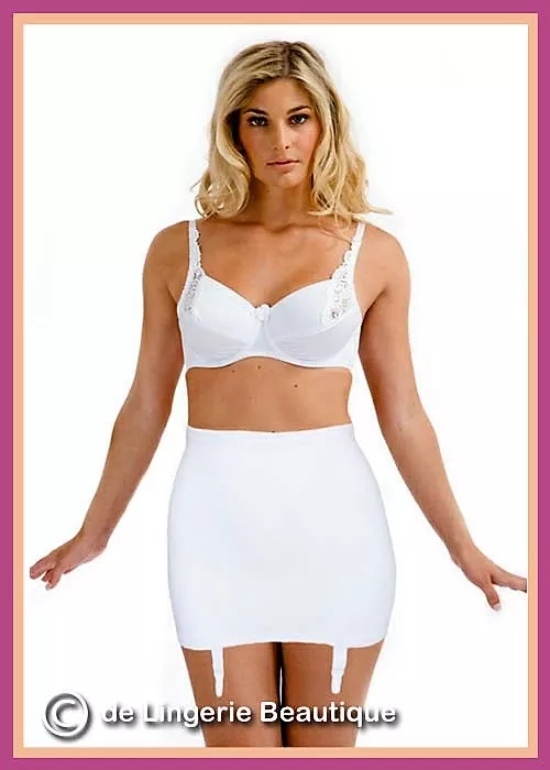 Seamless White Ladies Roll On Suspender Girdle, Corset, Size 10-24