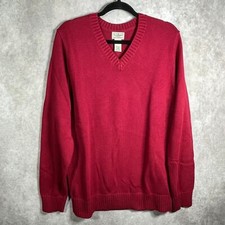 L.L. Bean Sweater Mens Size Medium Tall Cotton Knit V-Neck Casual Office Work