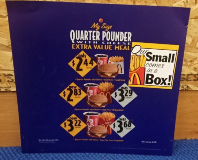 MCDONALDS PROMOTIONAL TRANSLIGHT POP POINT OF PURCHASE-My Size Extra Value Meal