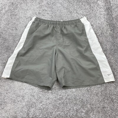Nike Swimwear Pull-On Board Shorts Men Gray White Elastic Waist