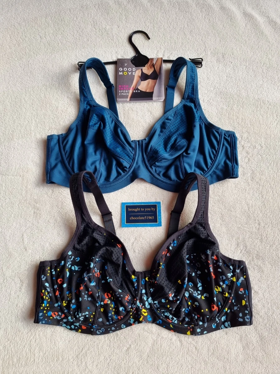 NEW M&S 2 PACK UNDERWIRED HIGH IMPACT SPORTS BRAS SIZE 38A in