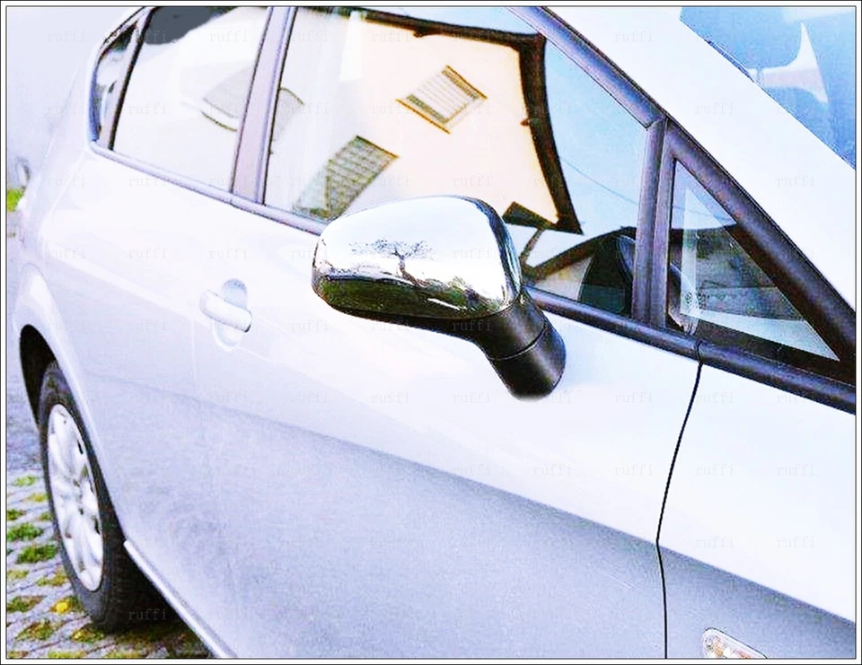 Cubierta de espejo cromado inoxidable 2 piezas acero inoxidable para asiento Leon 1P 2005 a 2009 Foto 4 de 4