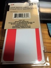 25 RED NAME TAGS LABELS BADGES STICKERS PEEL STICK ADHESIVE