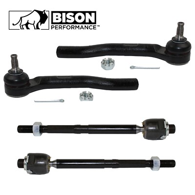 Bison Performance 4pc Inner & Outer Steering Tie Rod End Kit For Honda Fit 09-13