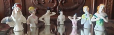 Lot Of 7  Pcs Antique And Authentic: 4 Germany & 3 Japan Porcelain Half Dolls...