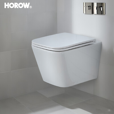 Wandhänge Toilette Weiß spülrandloses WC mit Entnahmefunktion Soft-Close-Sitz