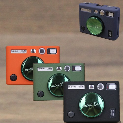Soft Silicone Case Cover Protector + Green Lens Cap for Fuji Instax