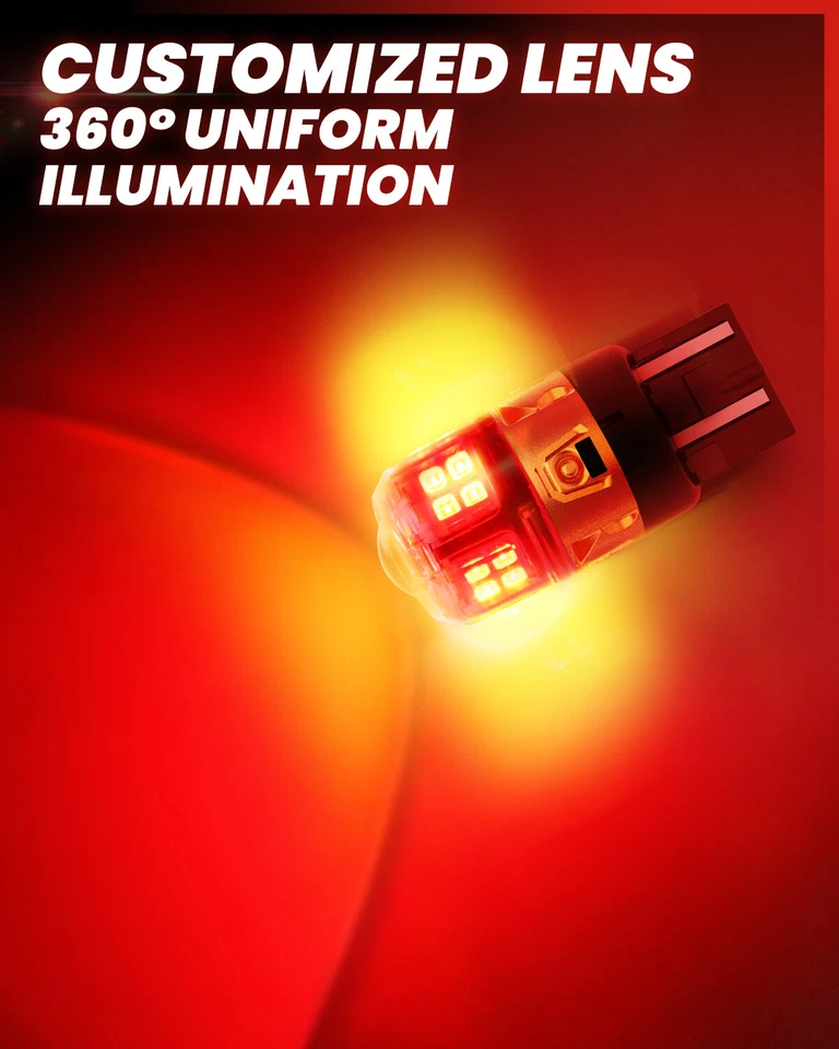 7443 7444 LED Brake Tail Light Bulbs Pure Red for Chevy Caprice 2011-2017 Bright - Image 2 of 4