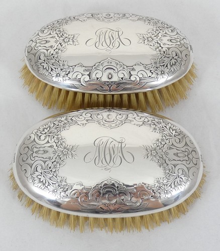 Juego de cepillos de ropa ovalados Gorham vintage par de plata esterlina C1605 cabello - Imagen 8 de 8