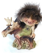 Ny Form Troll "Riding Moose" 5 inches tall 4" wide  #203 New with Tag  Norwegian