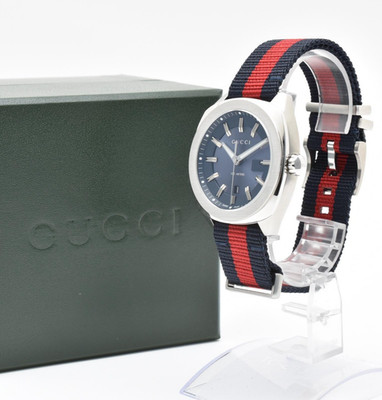 [TOP MINT w/Case] GUCCI 142.3 42mm Navy Dial Silver Round Quartz Mens Watch