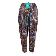 VTG 90s KENZO FEMME Paisley Wool Easy Pants Purple Asian Print Made in Japan