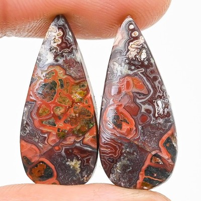 24.00Cts Natürlicher Crezy Lace Agate Pear Pair Cabochon Lose Edelstein