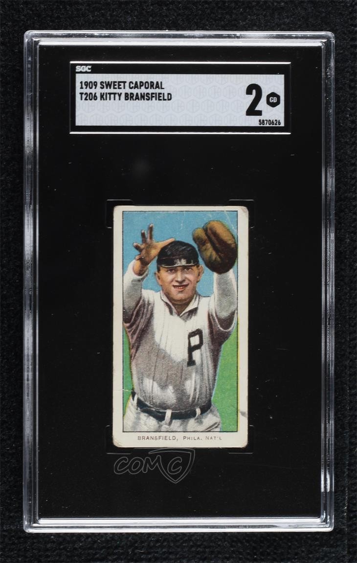 1909-11 T206 Sweet Caporal 150 Factory No 30 Back Kitty Bransfield SGC 2 0q4x