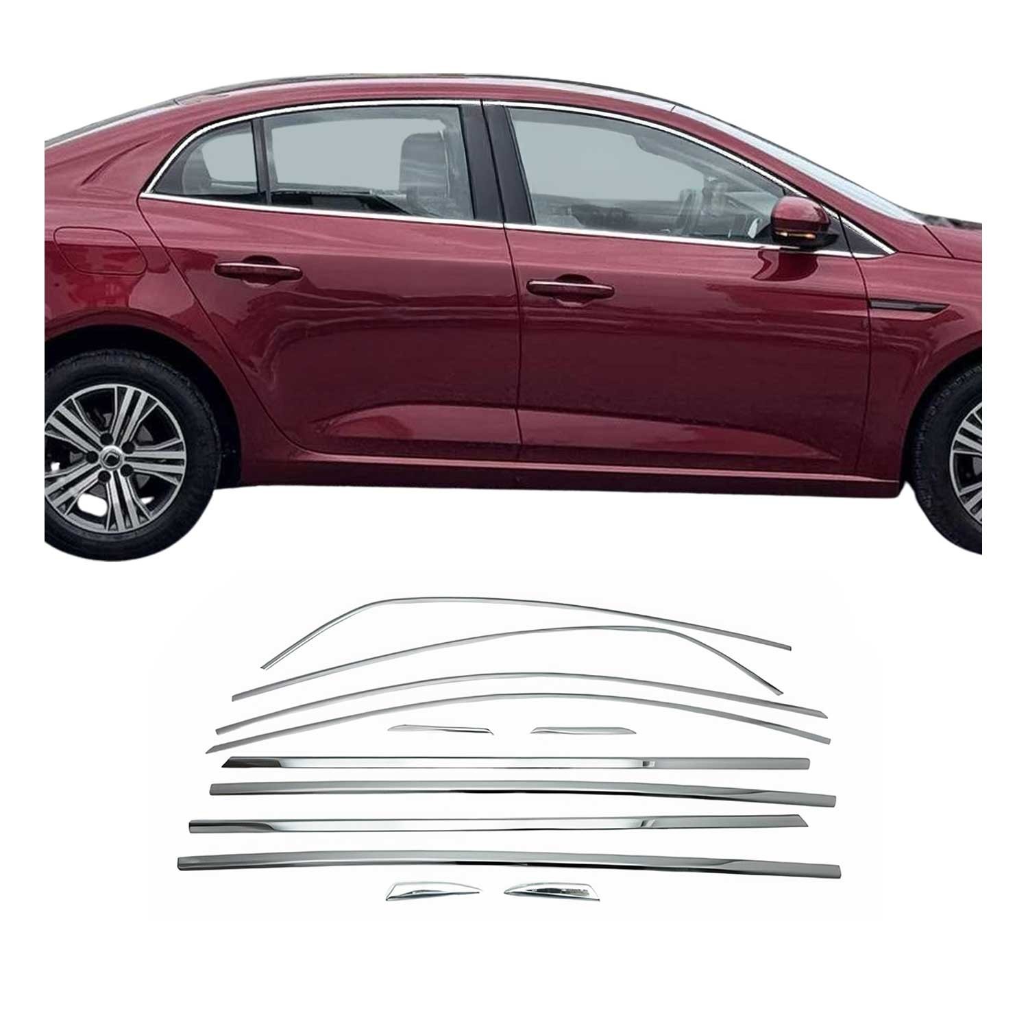 Lécheur de vitre en inox chromé pour Renault Megane Limo 2016-2022 premium