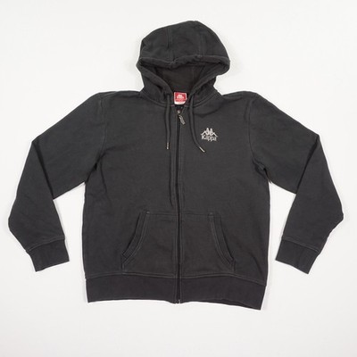 Kappa Herren Sweatjacke Gr. L Schwarz Baumwolle Polyester Reißverschluss Hoodie