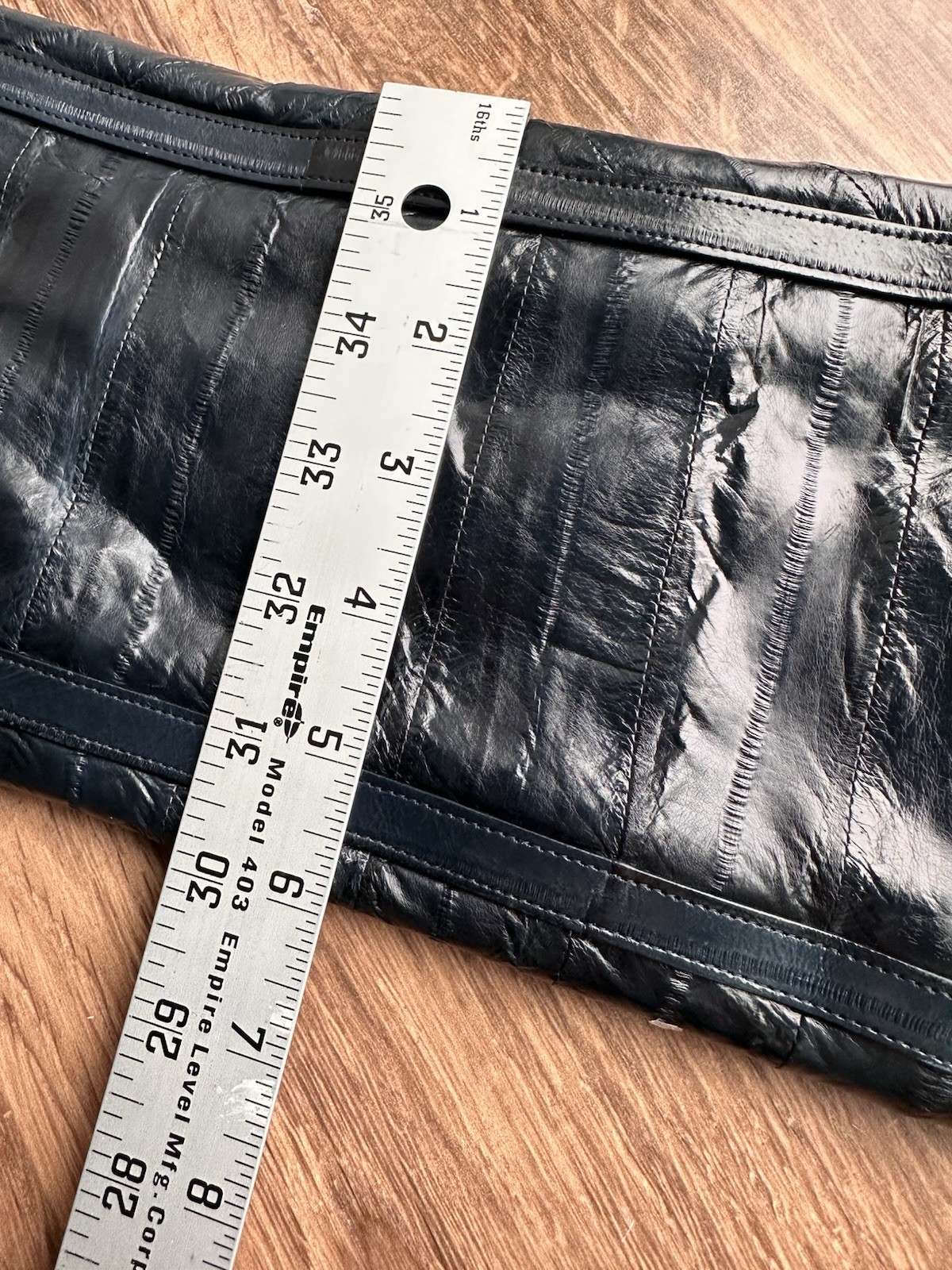 Vintage Leather Envelope Bag Patchwork Black Blue… - image 7