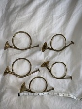 Lot of Five Round Brass Horn Bugle Christmas Decor 7
