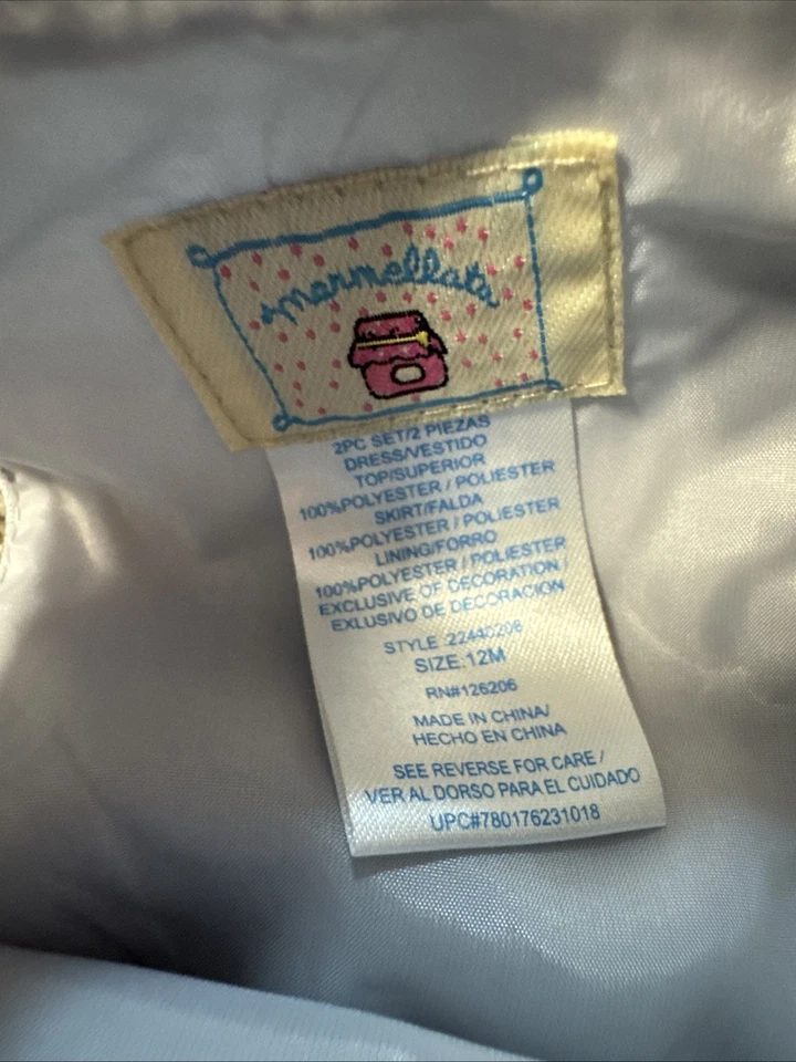 Marmellata Girls White Silver Formal Satin Tutu Dress Gown Sz 12 mo Wedding - Image 4 of 4