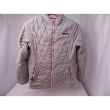 Patagonia Kids XXL 16-18 Grey Pink Diamond Quilted Full Zip Puffer Jacket 68006