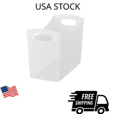 Mainstays Plastic Utility Storage Bin 12 Qt Narrow Rectangle Carrying Handles.