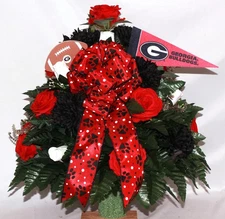 XL Handcrafted Georgia Fan 360 Degree Cemetery Vase Flower Arrangement