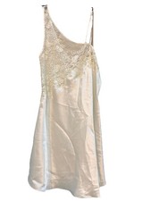 Vintage 90s Victorias Secret Gold Label Asymmetrical Lacy White Slip Nightie M