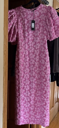 ROTATE Birger Christensen Pink/light fuchsia floral-jacquard Dress Sz EU 34